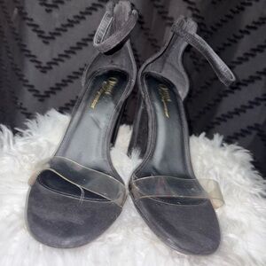 Clear Strap Black Ankle-Strap Heels